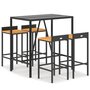 Voir la diapositive 2 : VIDAXL Ensemble de bar jardin 5 pcs noir poly rotin/bois massif acacia