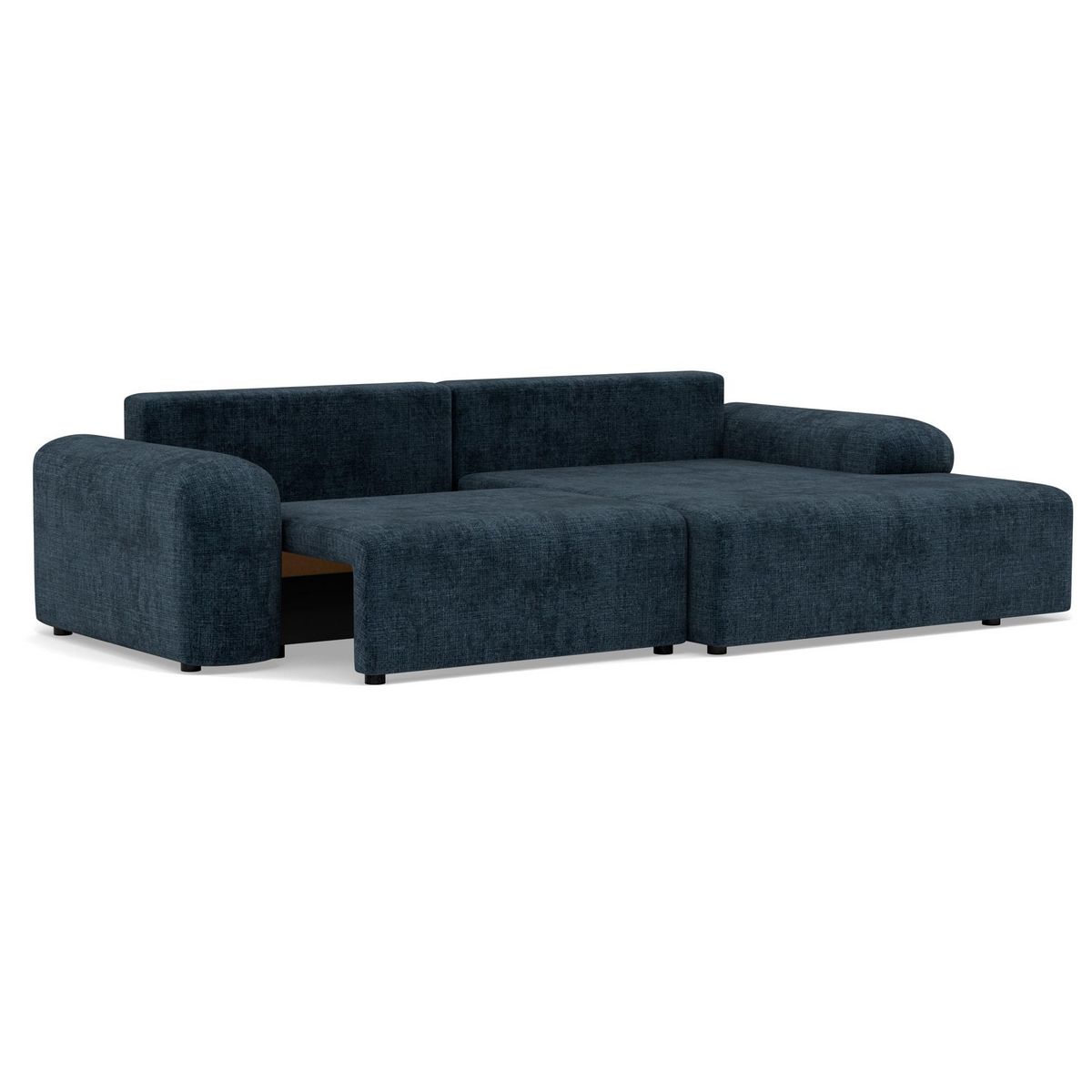 BEST MOBILIER Rebecca - canapé d'angle droit 4 places convertible avec coffre en velours texturé