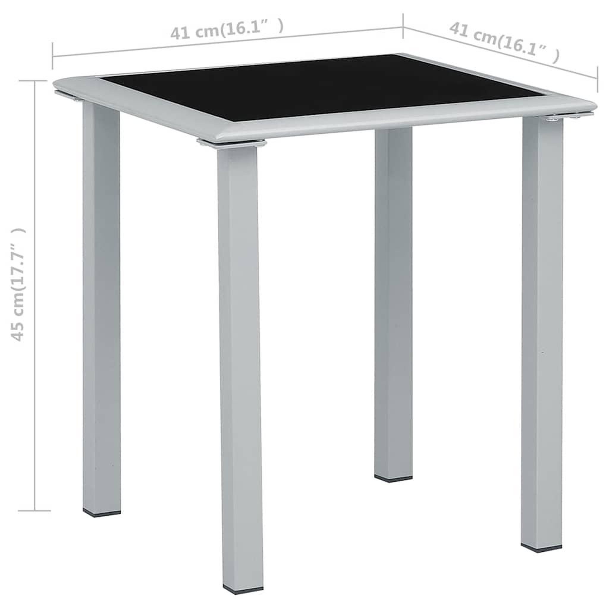 Voir la diapositive 5 : VIDAXL Table de jardin noir et argente 41x41x45 cm acier et verre
