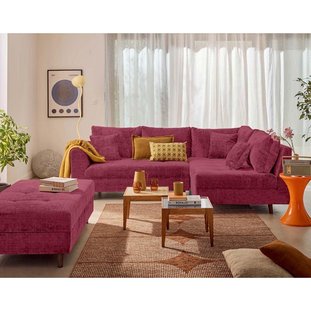 LISA DESIGN Rune - canapé d'angle droit 4 places en velours texturé