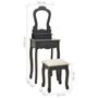 Voir la diapositive 6 : VIDAXL Ensemble de coiffeuse avec tabouret Gris 50x59x136 cm Paulownia