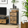 Voir la diapositive 2 : HOMCOM Meuble de rangement colonne design industriel - 3 tiroirs, niche, étagère - châssis acier noir MDF aspect bois avec veinage