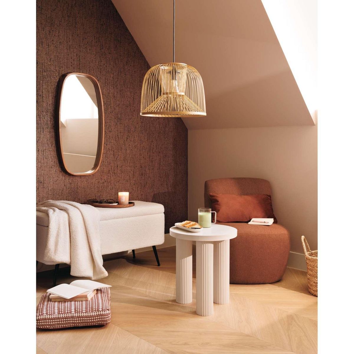 ATMOSPHERA Banc de rangement en velours AURORA - Blanc