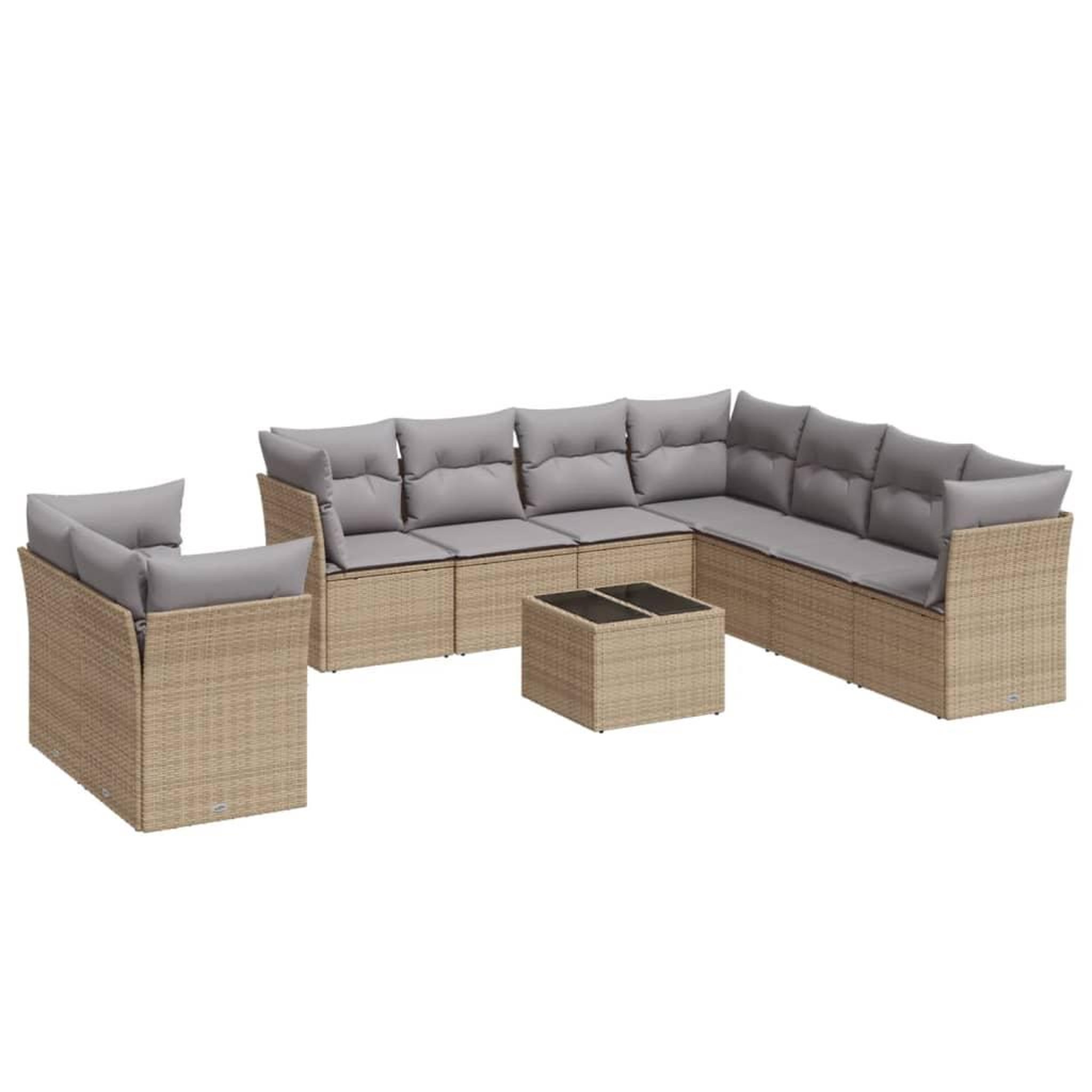 Voir la diapositive 2 : VIDAXL Salon de jardin avec coussins 10 pcs beige resine tressee