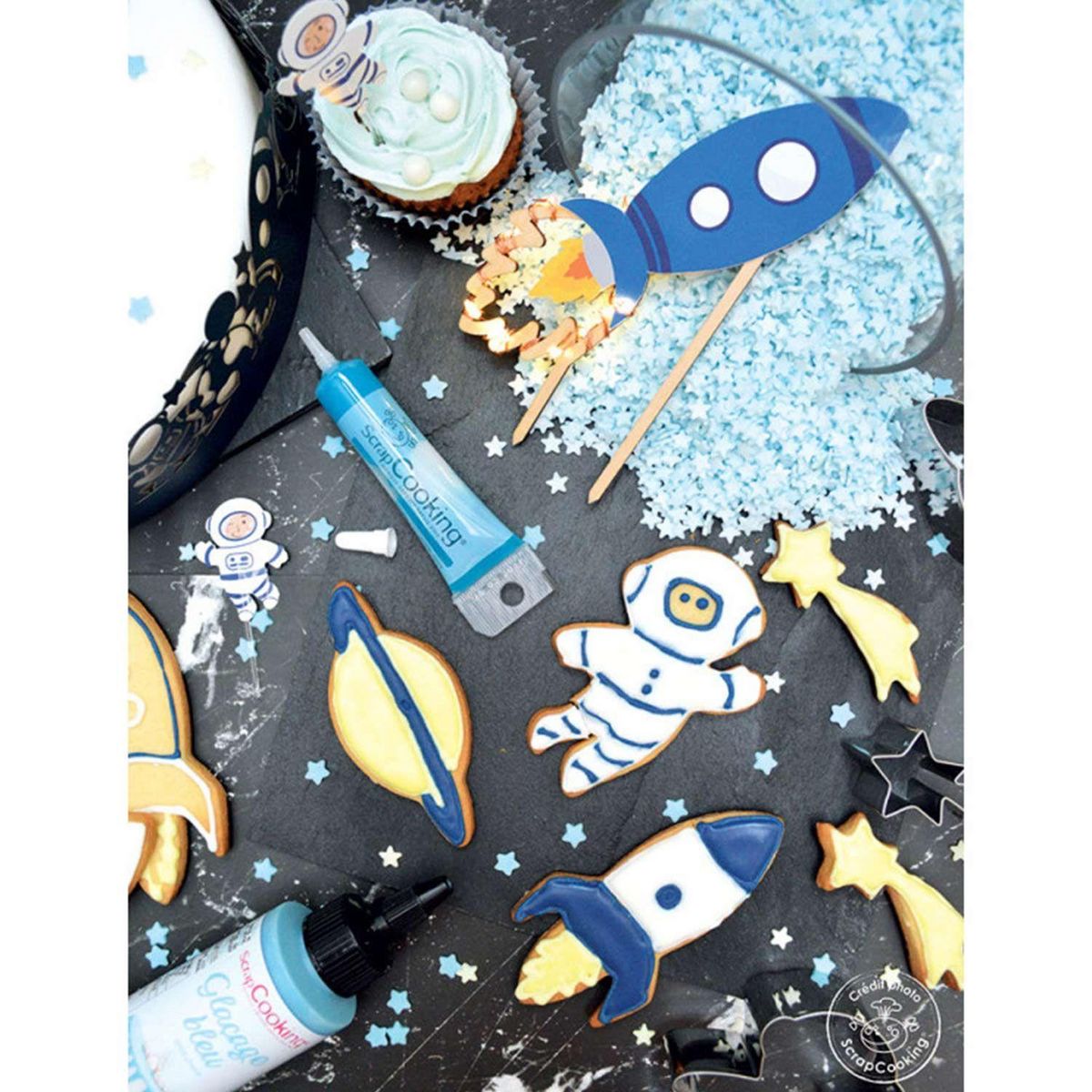 SCRAPCOOKING 8 bougies d'anniversaire espace et galaxie