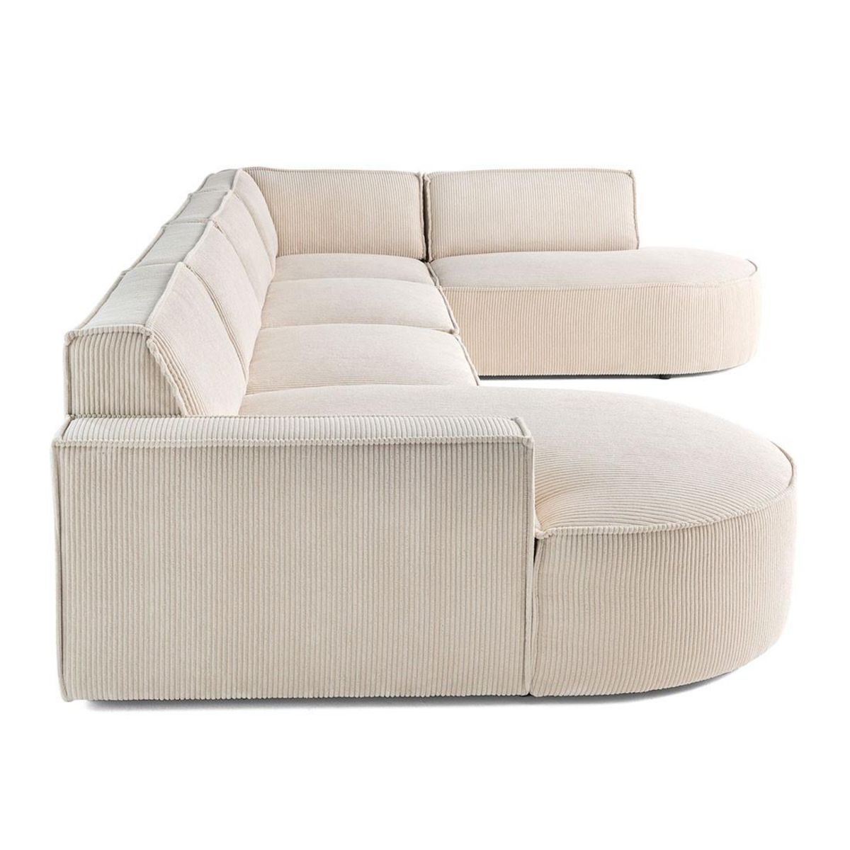 LISA DESIGN Spiaggia - canapé panoramique d'angle droit - 7 places - en velours côtelé