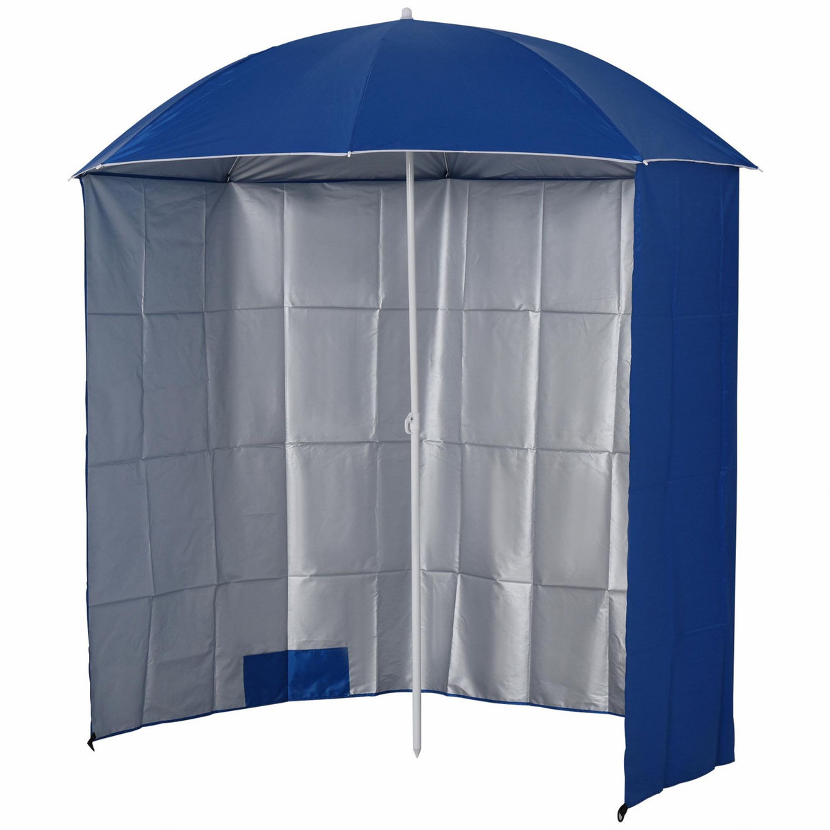OUTSUNNY Parasol de plage Ø 2,2 x 2,2H cm protection UPF 50 + sac transport, sardines et lestage intégrés bleu