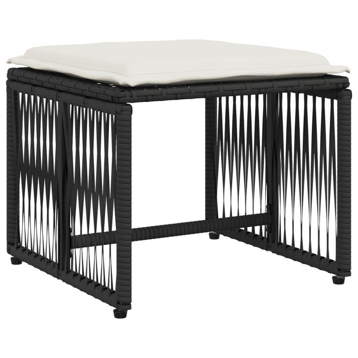 VIDAXL Ensemble a manger de jardin coussins 7 pcs noir resine tressee