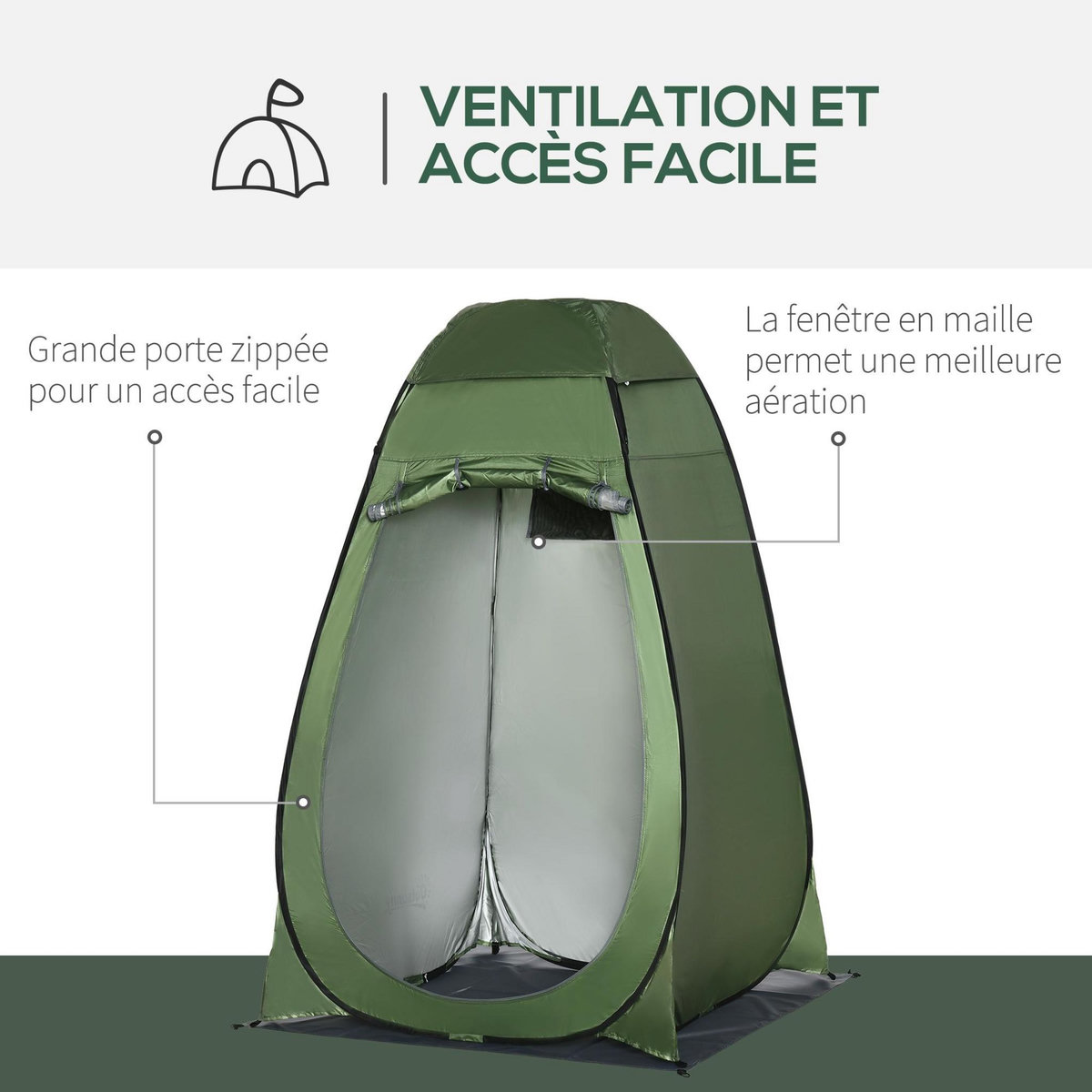 OUTSUNNY Tente de douche pliable pop-up automatique instantanée cabinet de changement camping polyester vert
