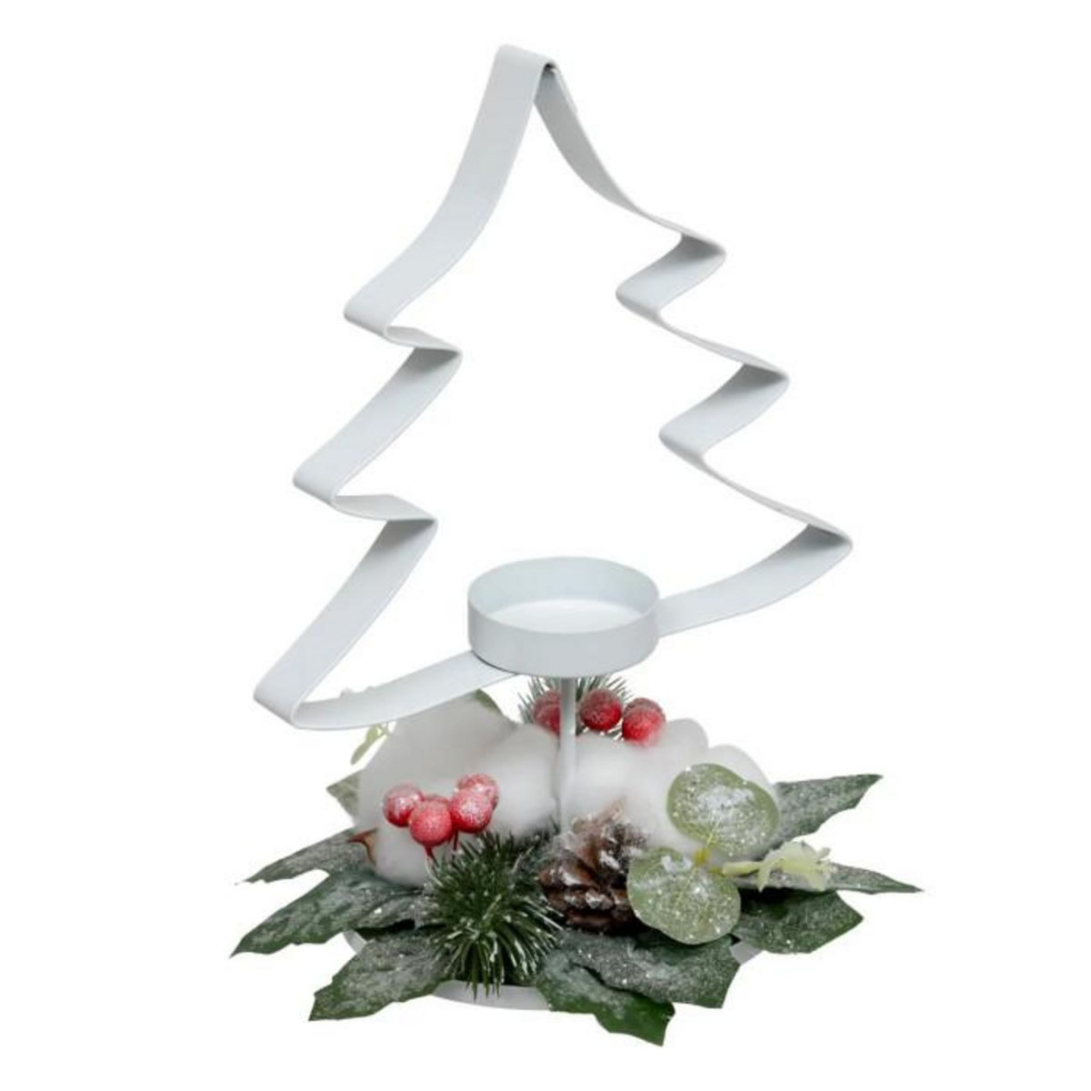 ATMOSPHERA Photophore Déco en Métal  Sapin de Noël  25cm Blanc