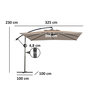 Voir la diapositive 3 : OUTSUNNY Parasol déporté carré 3 x 3 m réglable piètement croix manivelle tissu haute densité 180g/m² UPF50+ kaki