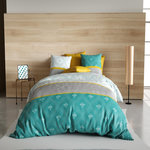 ATELIER DU COTON Parure housse de couette 100% coton 57fils -aurah. Coloris disponibles : Bleu