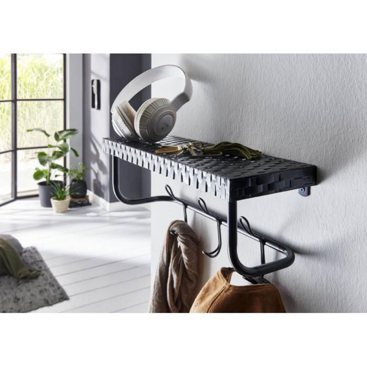 Paris Prix Patère Murale Étagère  Lilian  42cm Noir