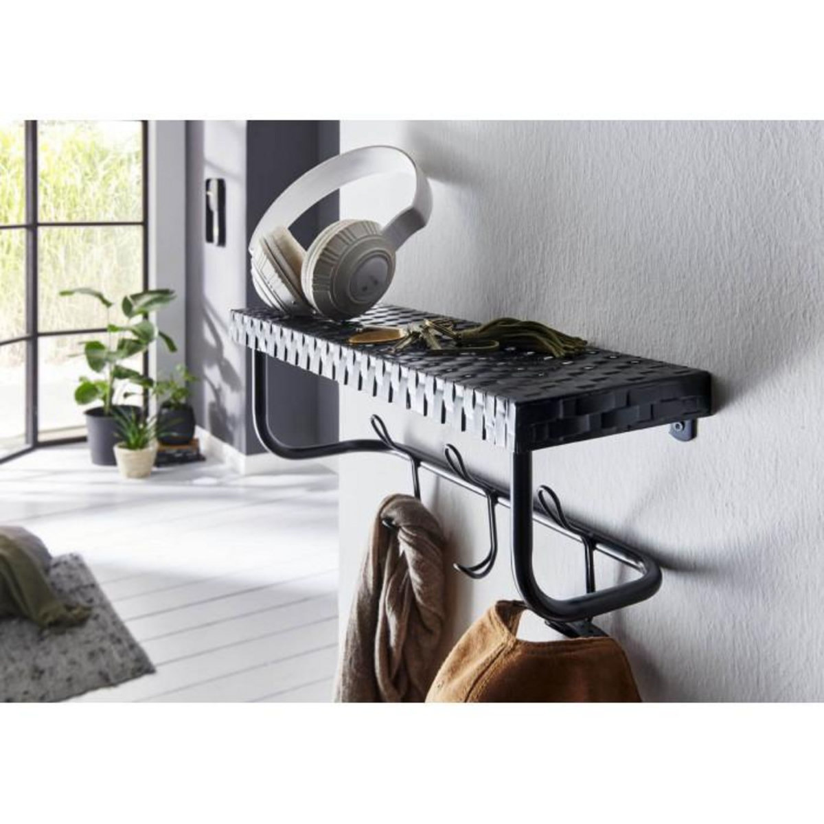 Paris Prix Patère Murale Étagère  Lilian  42cm Noir