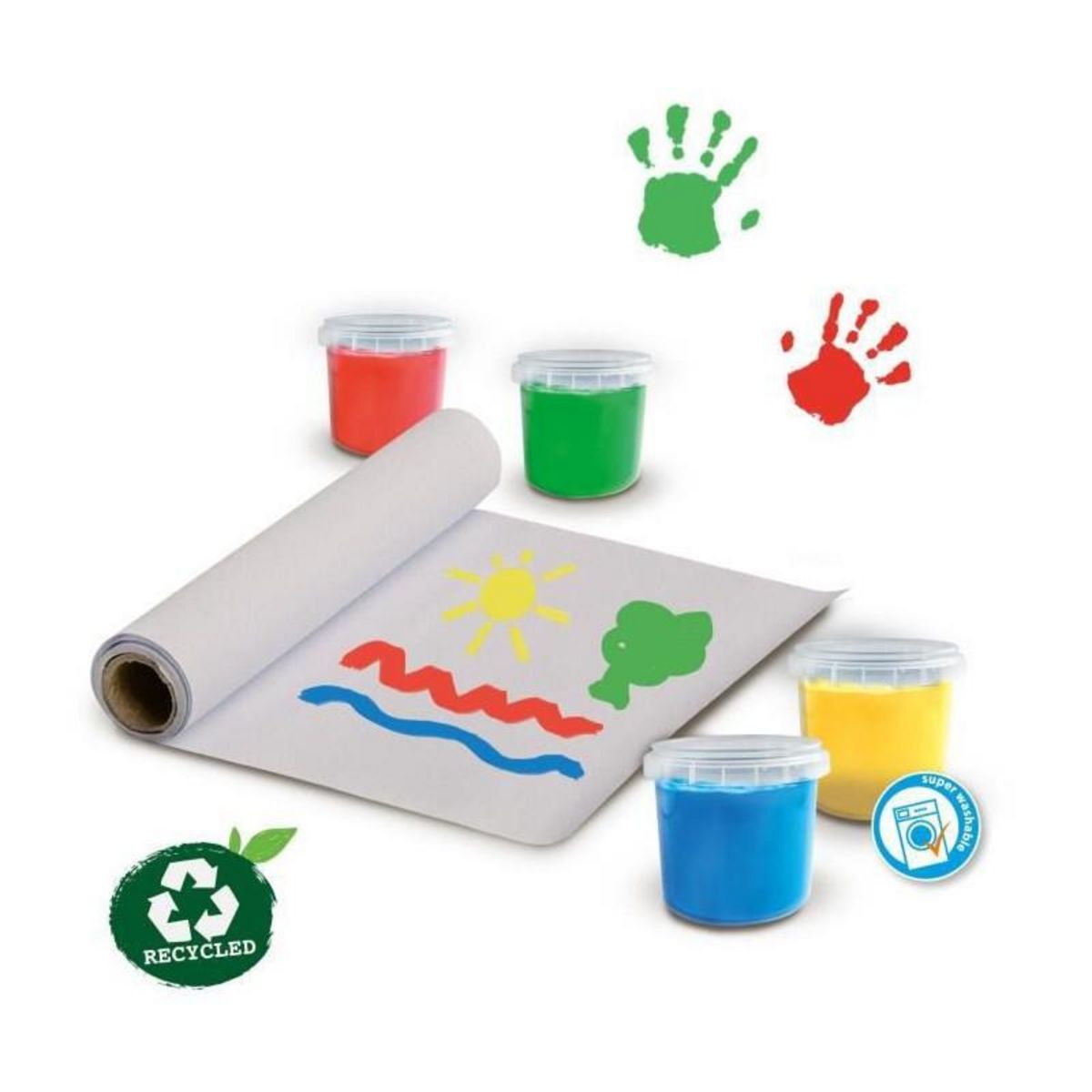 SES Creative SES CREATIVE - Kit de peinture au doigt avec tablier Eco - 100% recycle