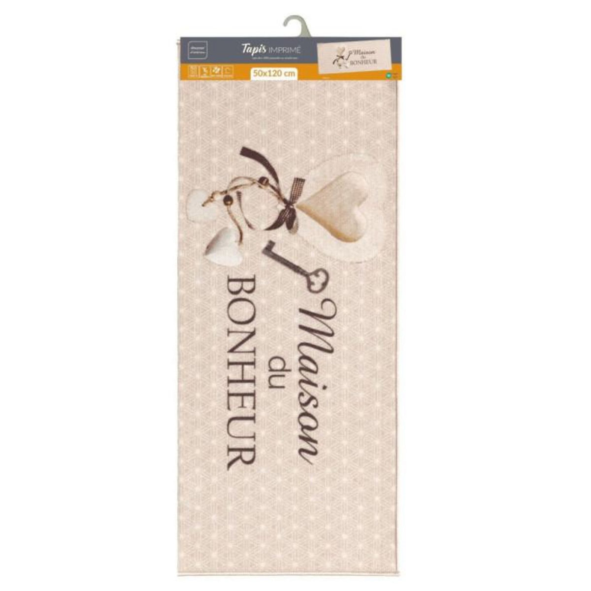 Paris Prix Tapis Déco Imprimé  Happiness  50x120cm Beige