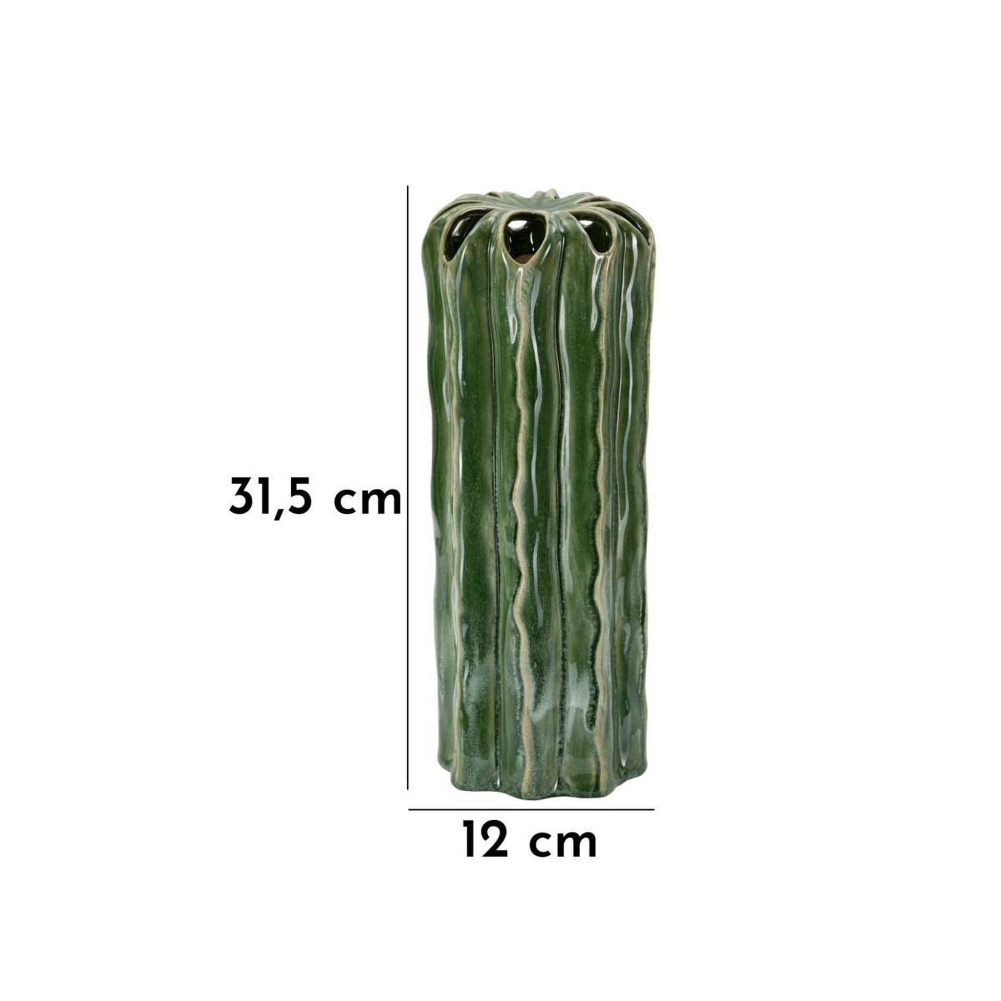 Voir la diapositive 5 : Paris Prix Vase en céramique  cactus  31cm vert