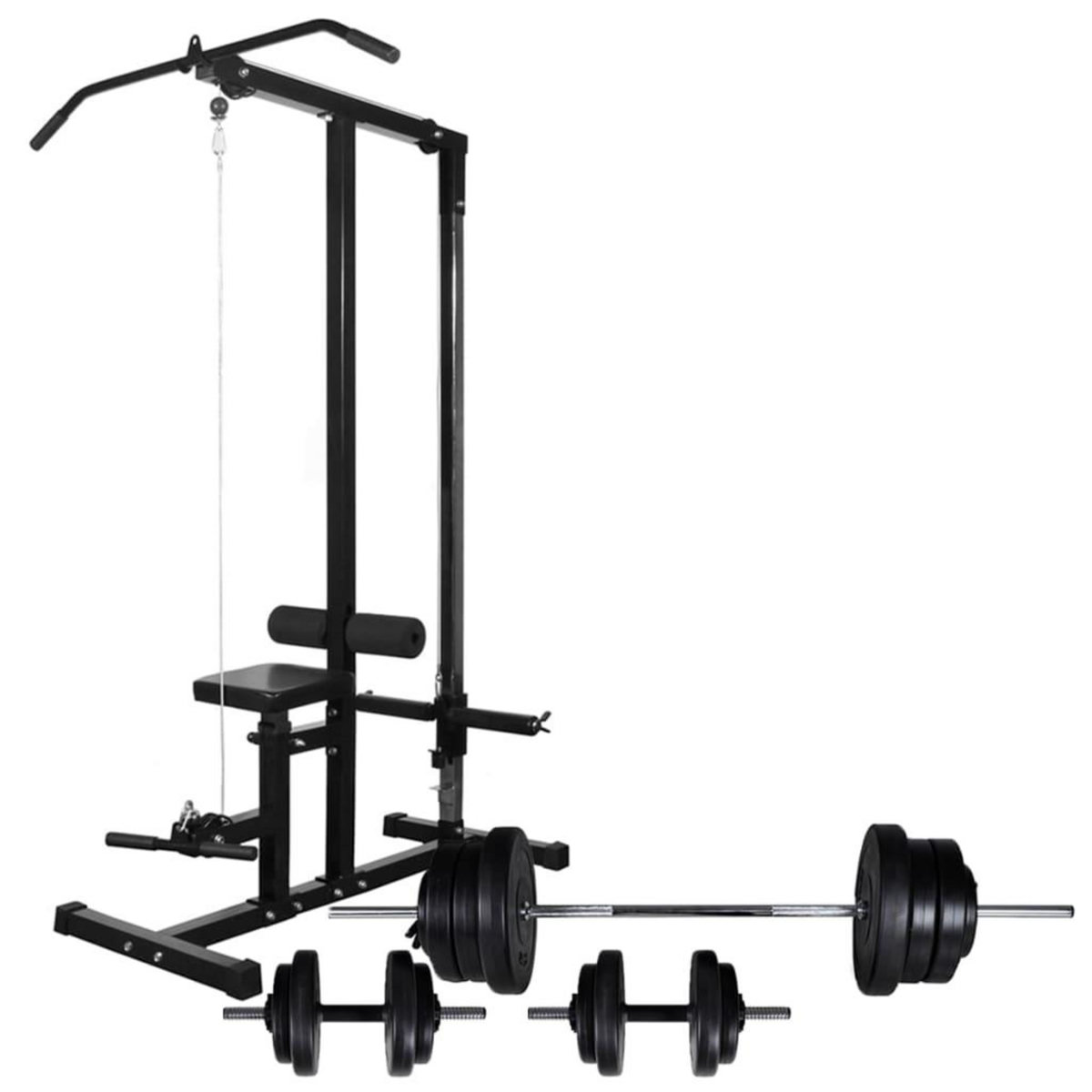 VIDAXL Tour de musculation avec jeu d'halteres et poids 60,5 kg