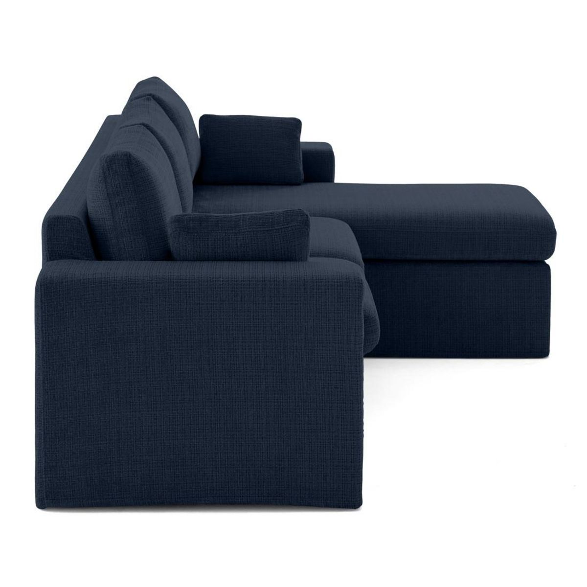 LISA DESIGN Calgary - canapé d'angle déhoussable et modulable 3 places + 1 pouf en velours texturé
