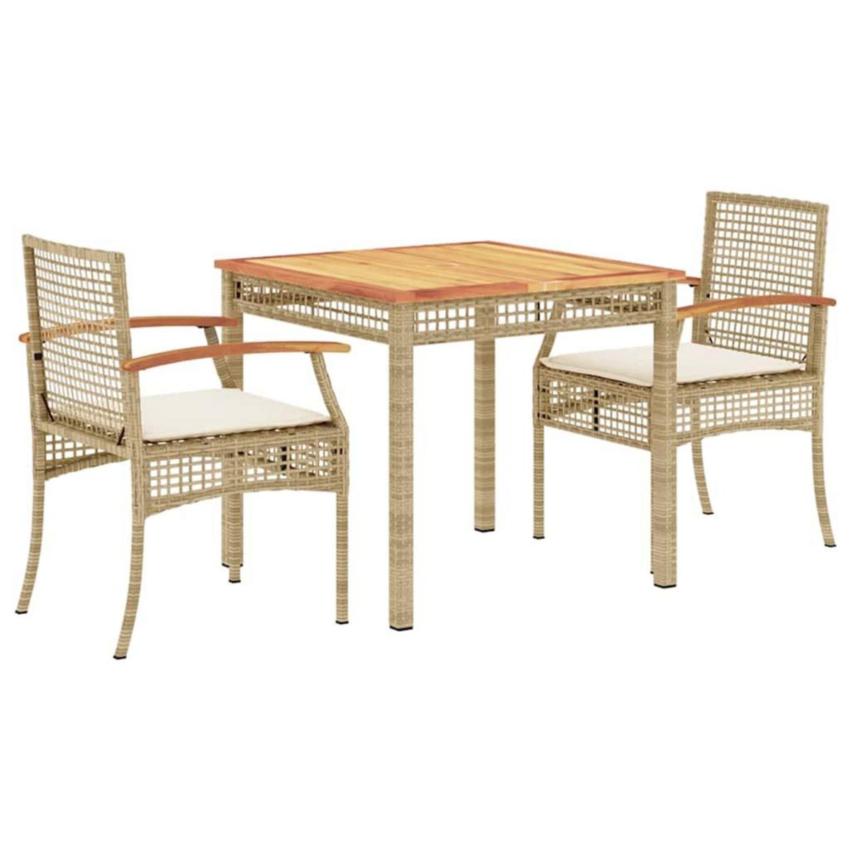 VIDAXL Ensemble a manger de jardin et coussins 3 pcs Beige poly rotin
