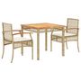 Voir la diapositive 2 : VIDAXL Ensemble a manger de jardin et coussins 3 pcs Beige poly rotin