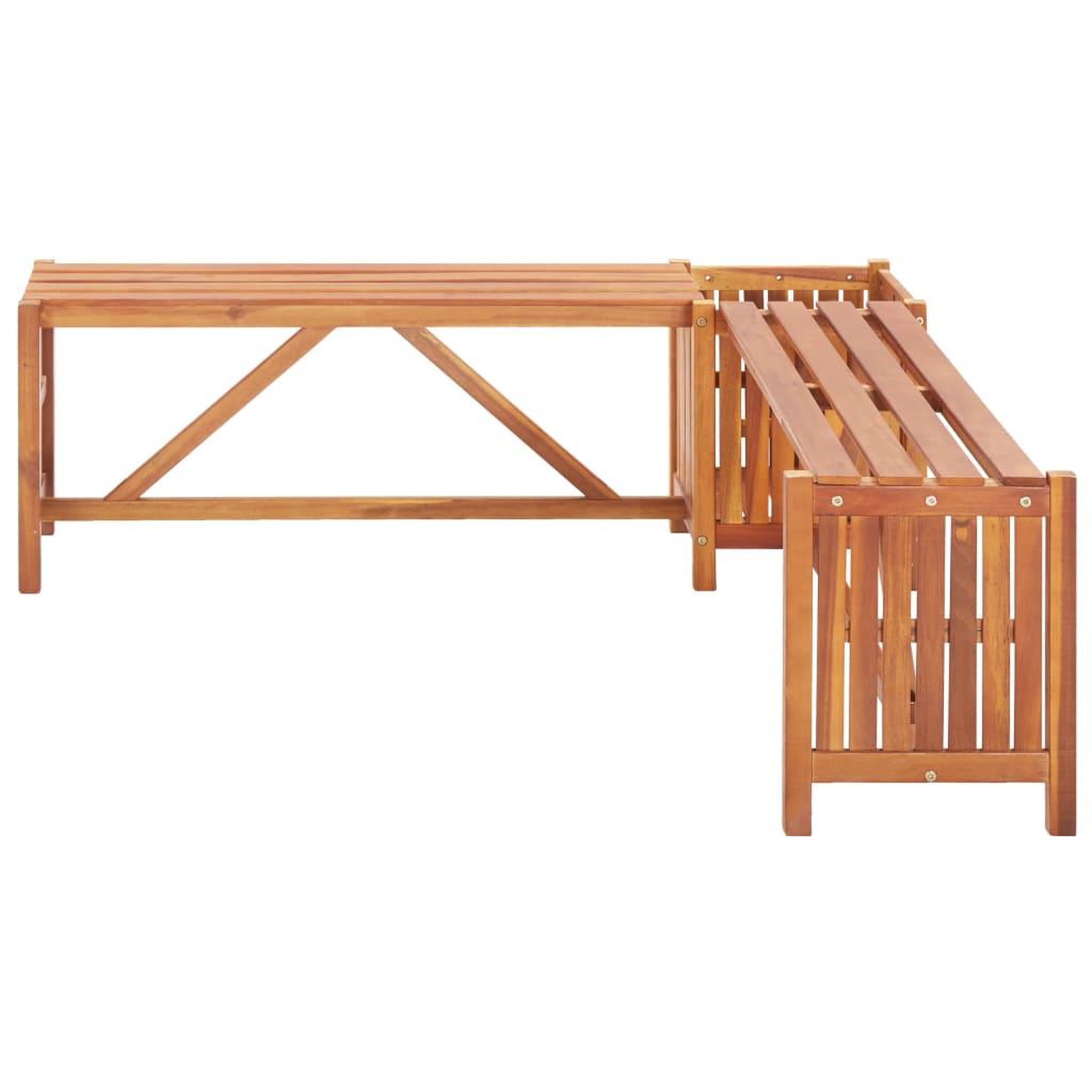 Voir la diapositive 2 : VIDAXL Banc de jardin et jardiniere 117x117x40 cm Bois solide d'acacia