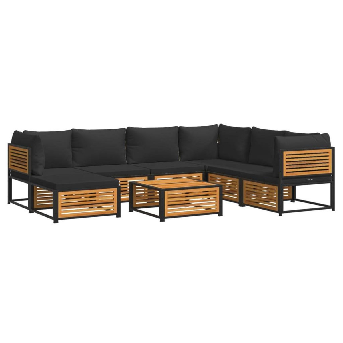 VIDAXL Salon de jardin avec coussins 8 pcs bois massif d'acacia