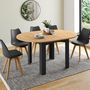 Voir la diapositive 2 : ID MARKET Table à manger extensible ronde DONA 4-8 personnes noire plateau façon hêtre 110-150 cm