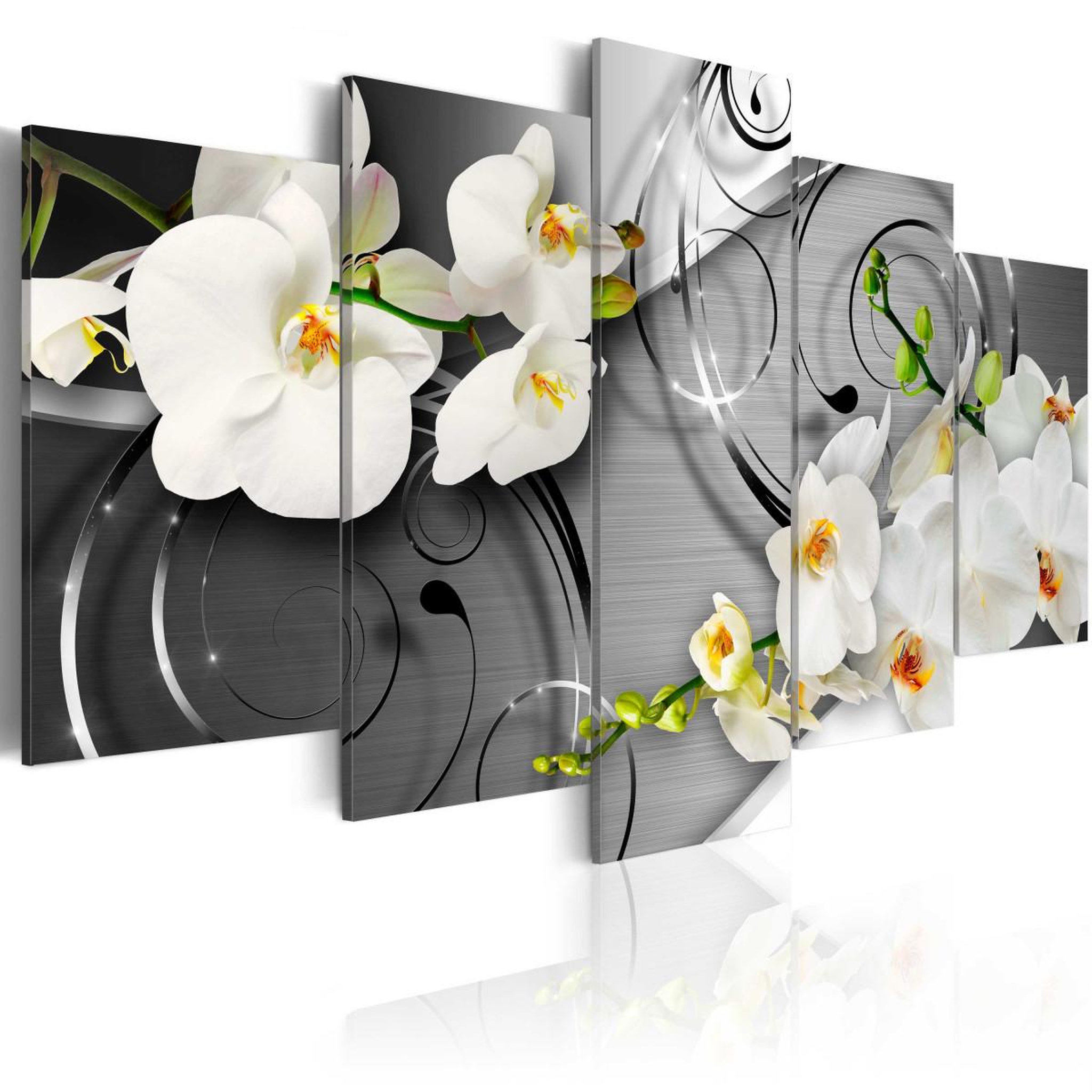 Paris Prix Tableau imprimé  milky orchids. Coloris disponibles : Multicolore
