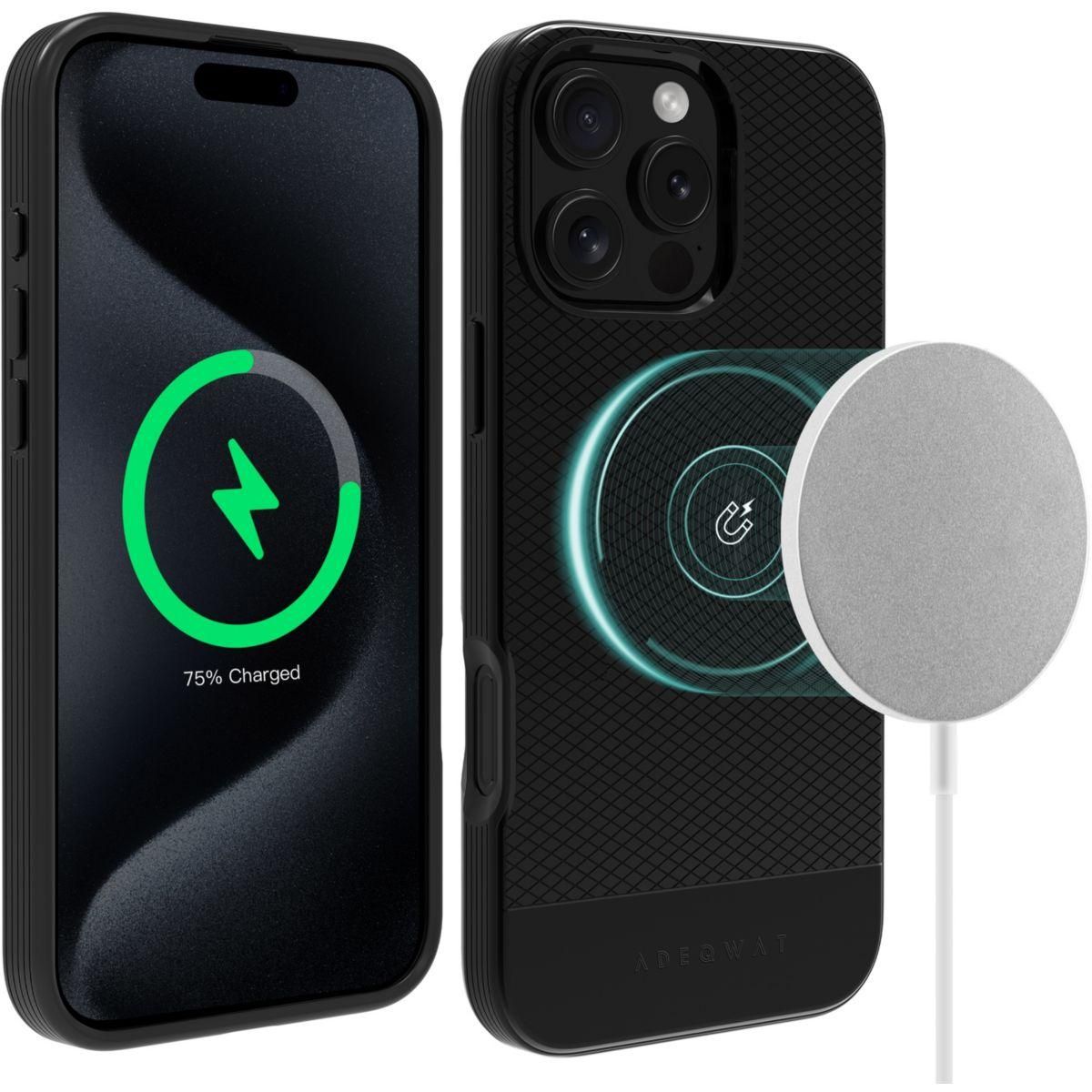 ADEQWAT Coque iPhone 16 Pro noir Soft protect