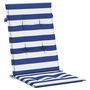 Voir la diapositive 5 : VIDAXL Coussins de chaise a dossier haut lot de 4 rayures bleu/blanc