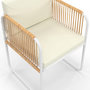 Voir la diapositive 6 : ID MARKET Lot de 4 chaises RIO structure métal blanc, cordage effet rotin clair et coussins beiges