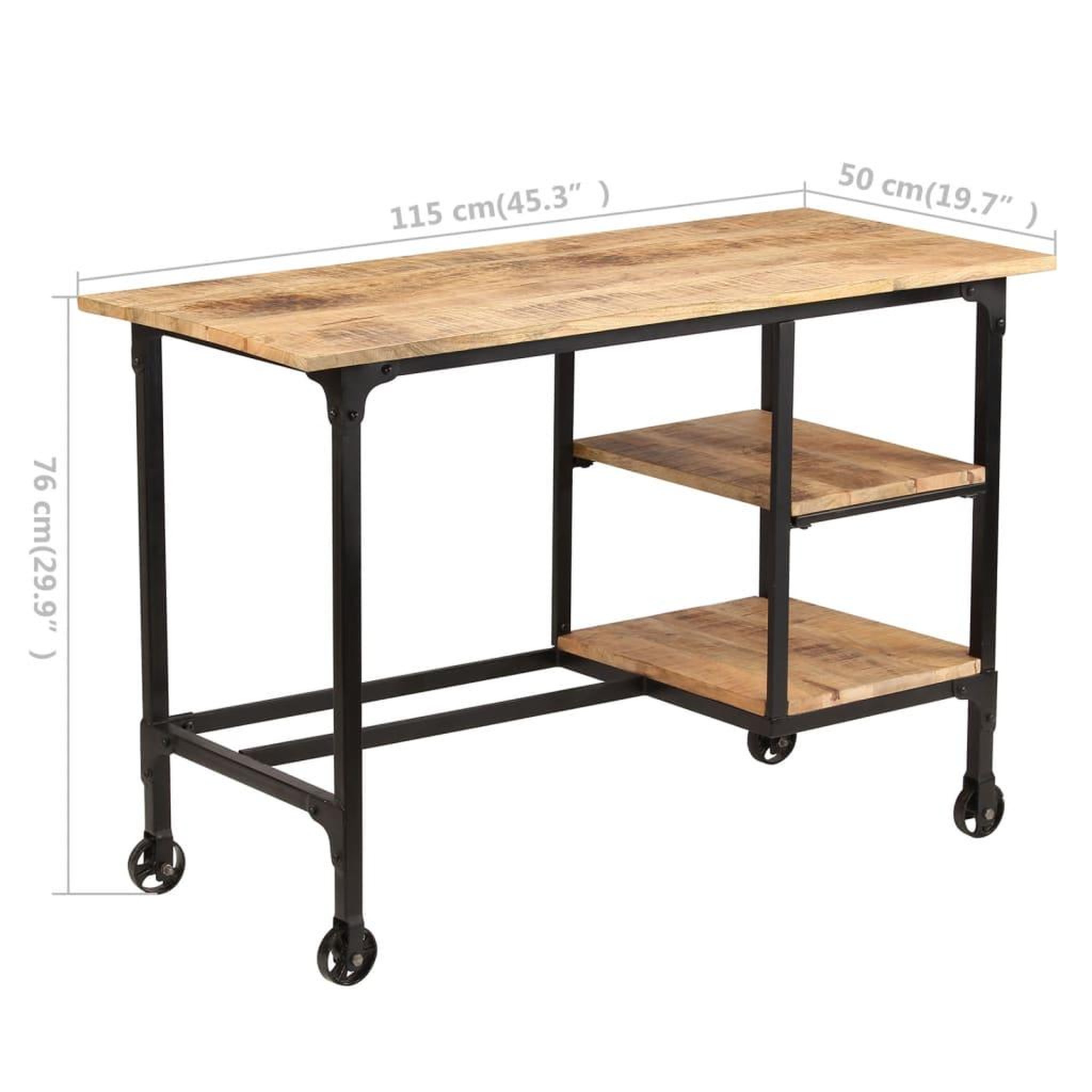 Voir la diapositive 6 : VIDAXL Bureau avec tabouret pliant Bois de manguier massif 115x50x76cm