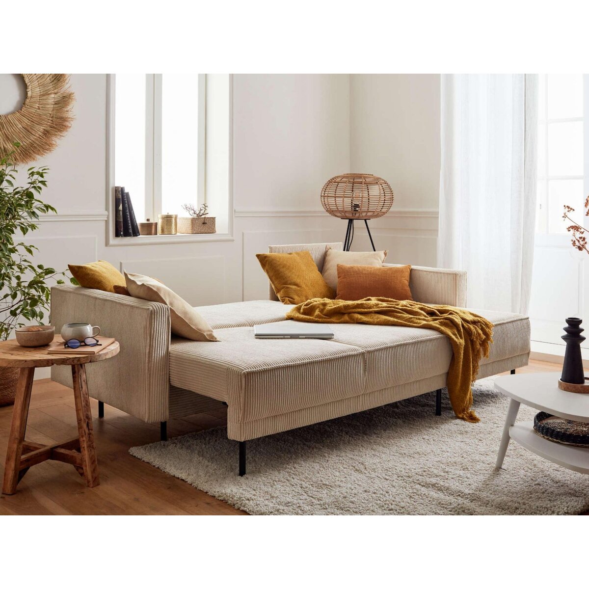 LISA DESIGN Charlie - canapé d'angle réversible - 4 places - convertible avec coffre - en velours côtelé