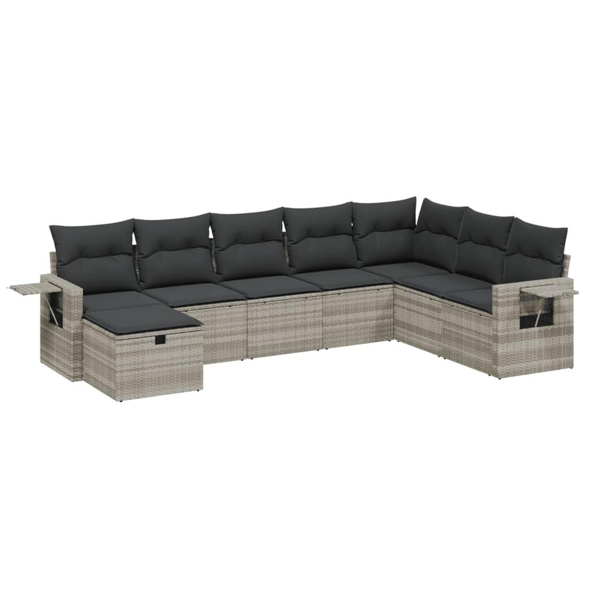 Voir la diapositive 2 : VIDAXL Salon de jardin 8 pcs avec coussins gris clair resine tressee