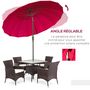 Voir la diapositive 5 : OUTSUNNY Parasol inclinable rond avec manivelle métal fibre de verre Ø 2,55 m polyester haute densité bordeaux