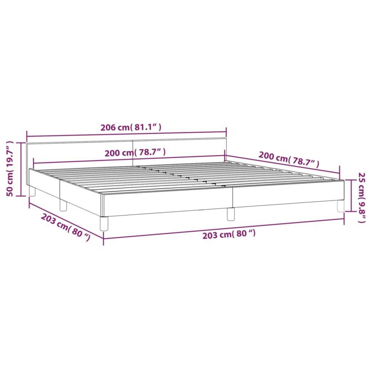 VIDAXL Cadre de lit avec tete de lit sans matelas bleu 200x200cm tissu