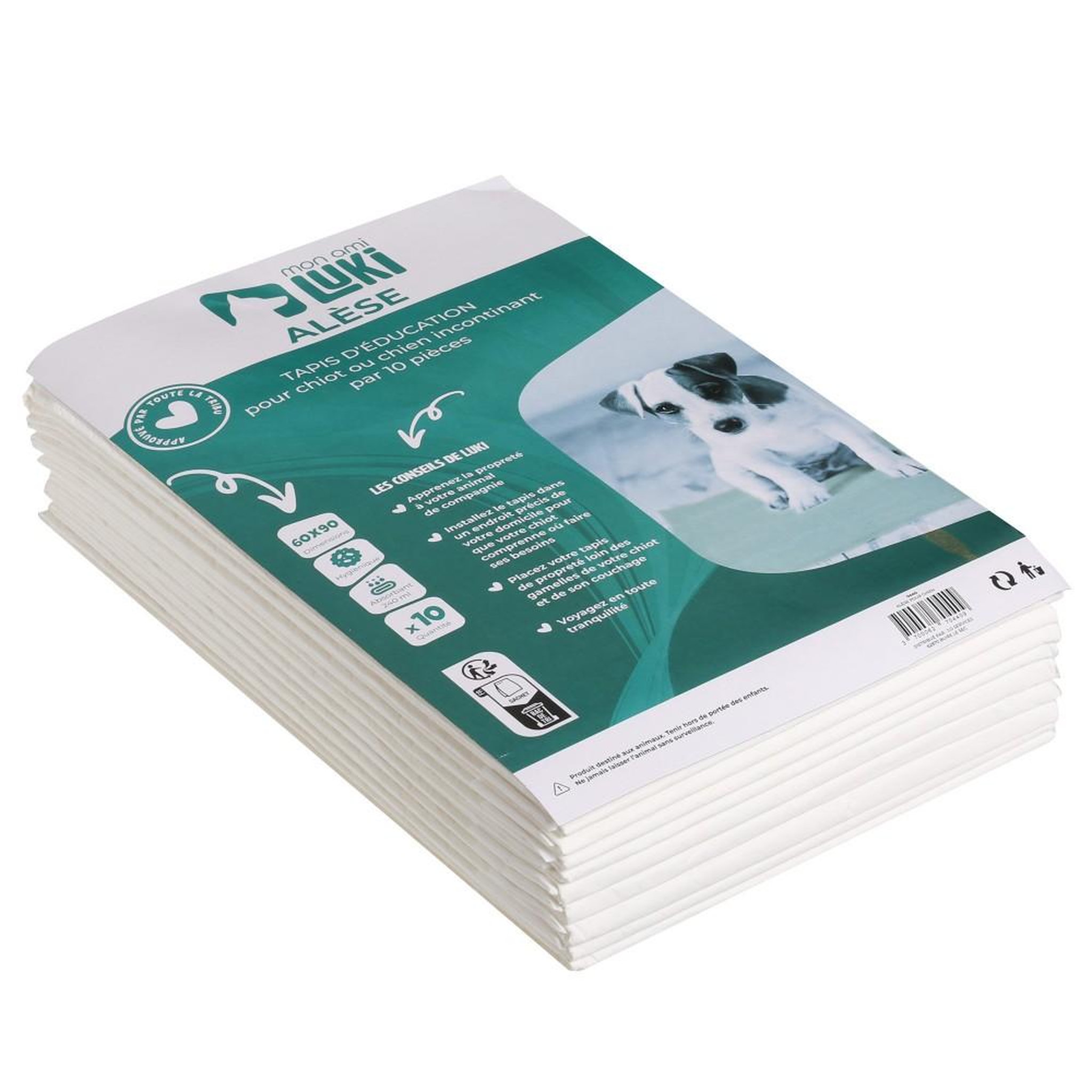 MON AMI LUKI Tapis d'education - tres absorbant pour chien et chat. Coloris disponibles : Blanc