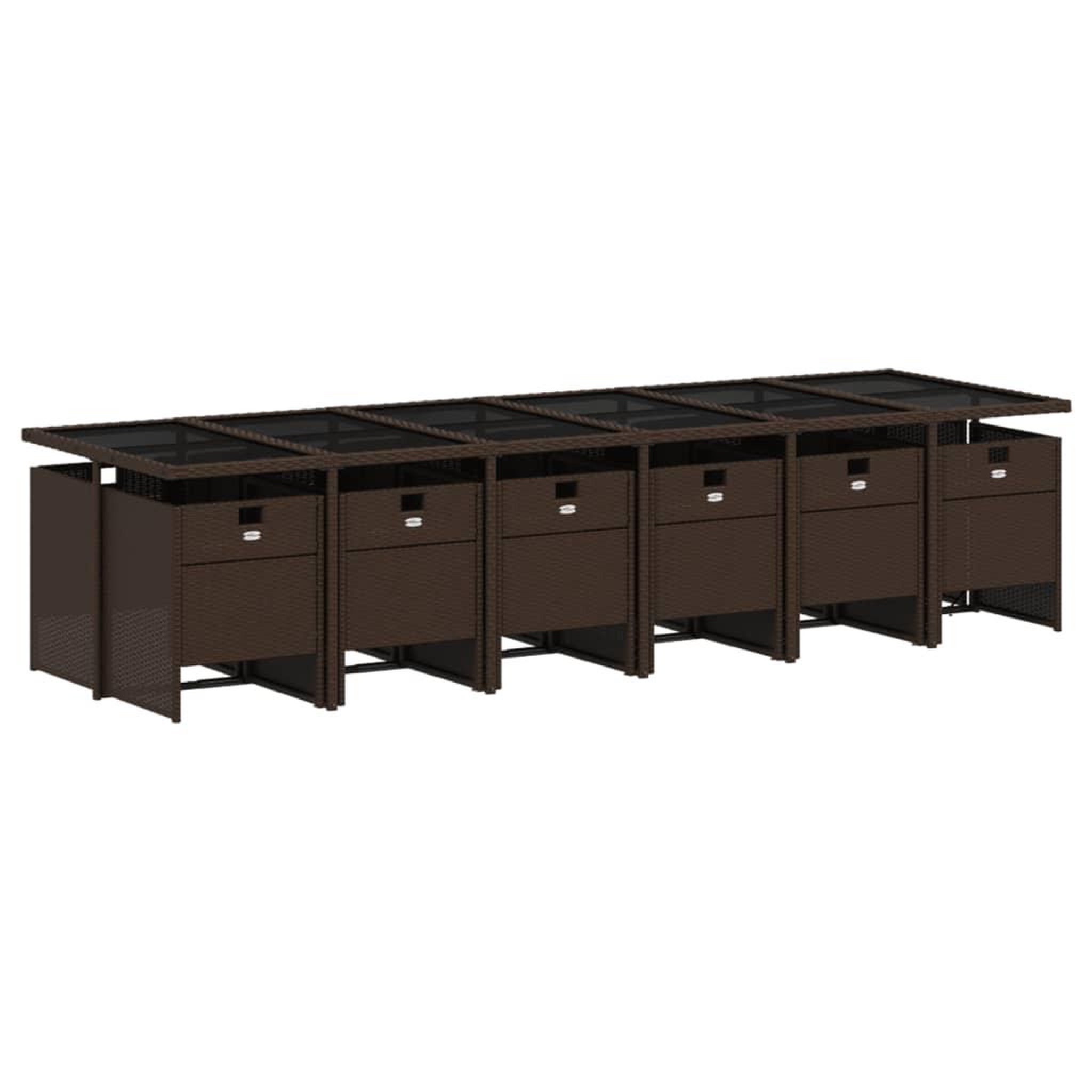 Voir la diapositive 3 : VIDAXL Ensemble a manger de jardin avec coussins 13 pcs marron rotin