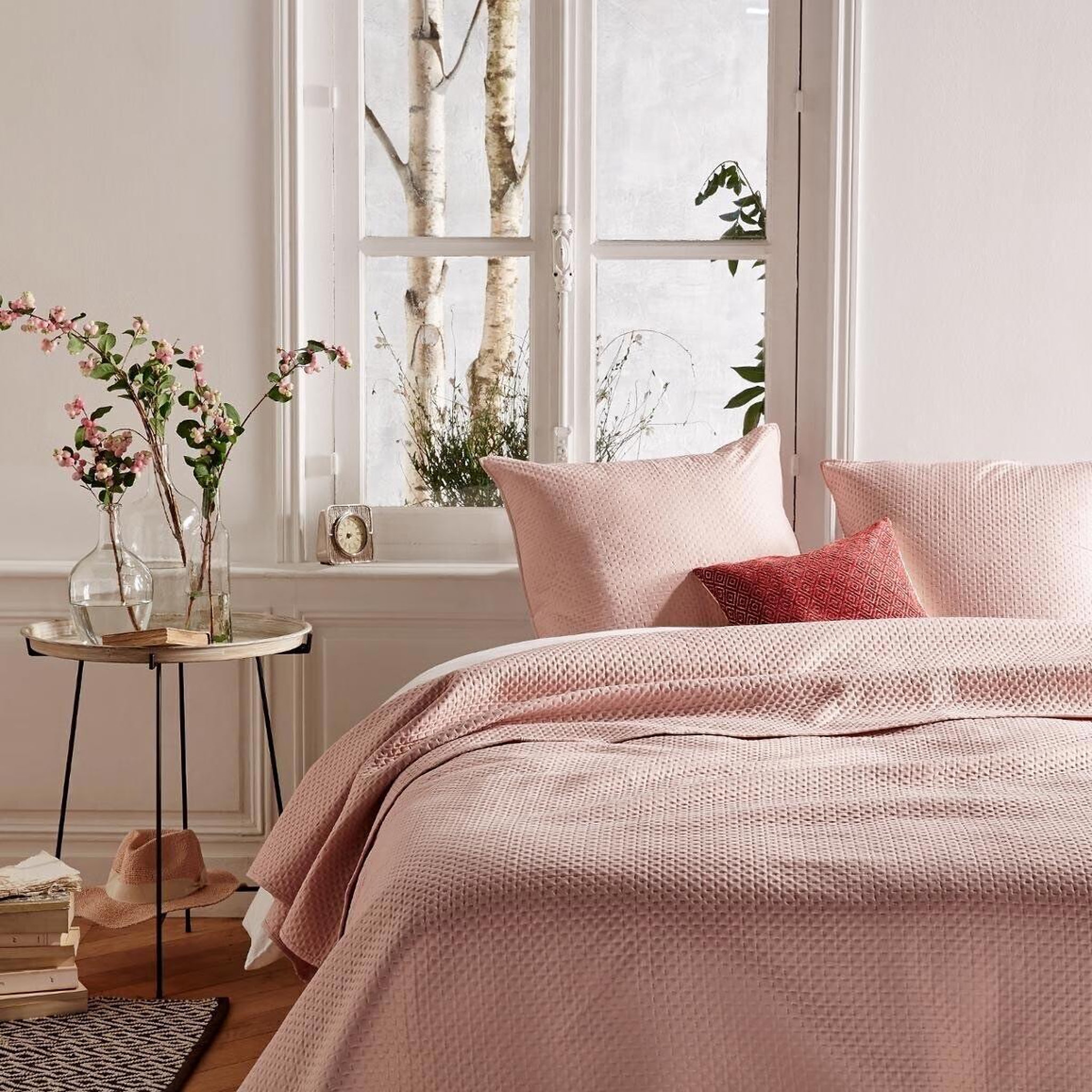 ATMOSPHERA Dessus de lit & 2 taies  dolce  240x260cm rose
