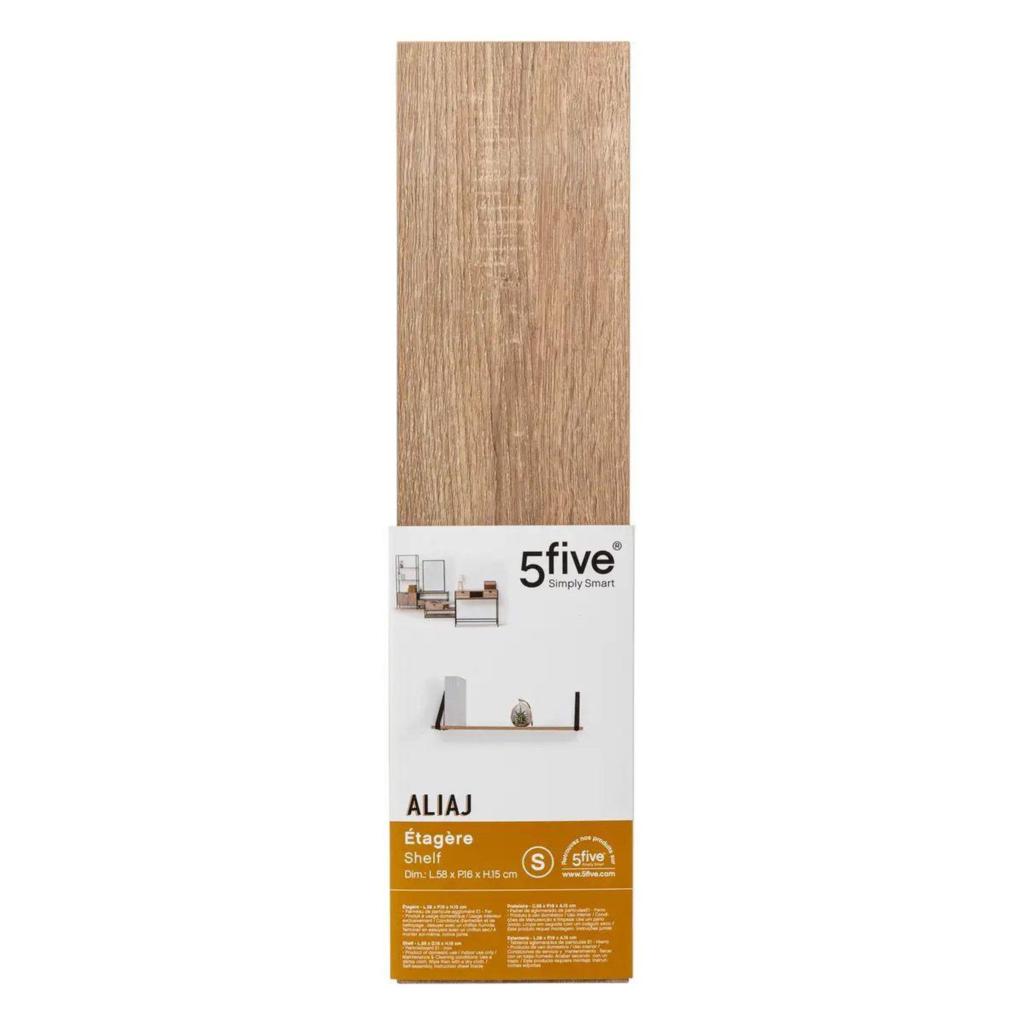 Voir la diapositive 2 : FIVE Étagère murale design  aliaj  58cm naturel