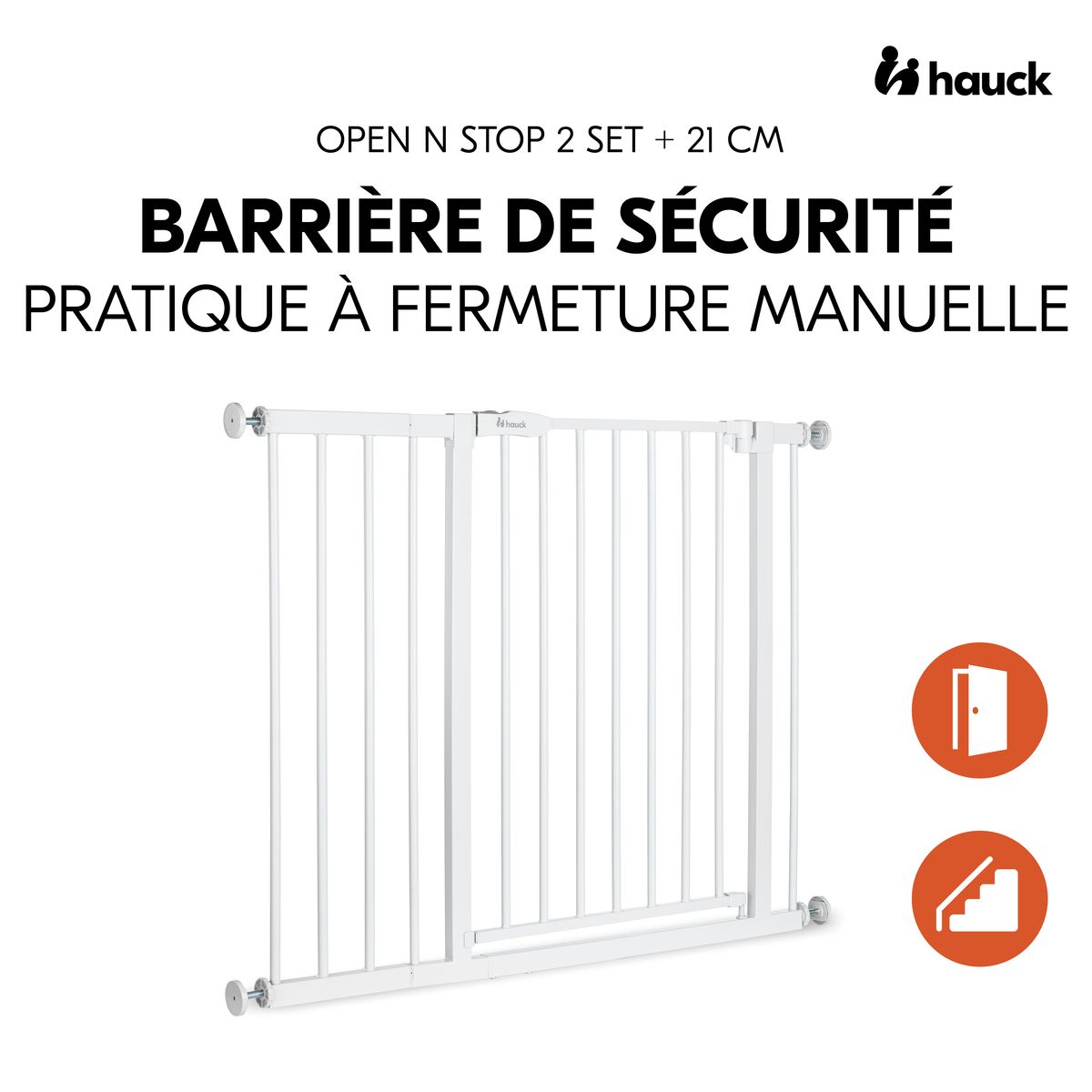 HAUCK Barrière de sécurité Open N Stop? 2 Set +21 cm Blanc