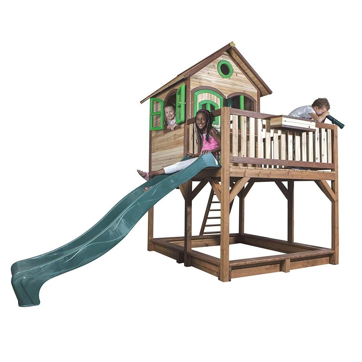 Axi House Axi Maisonnette LIAM Brun Vert sans agrès avec toboggan
