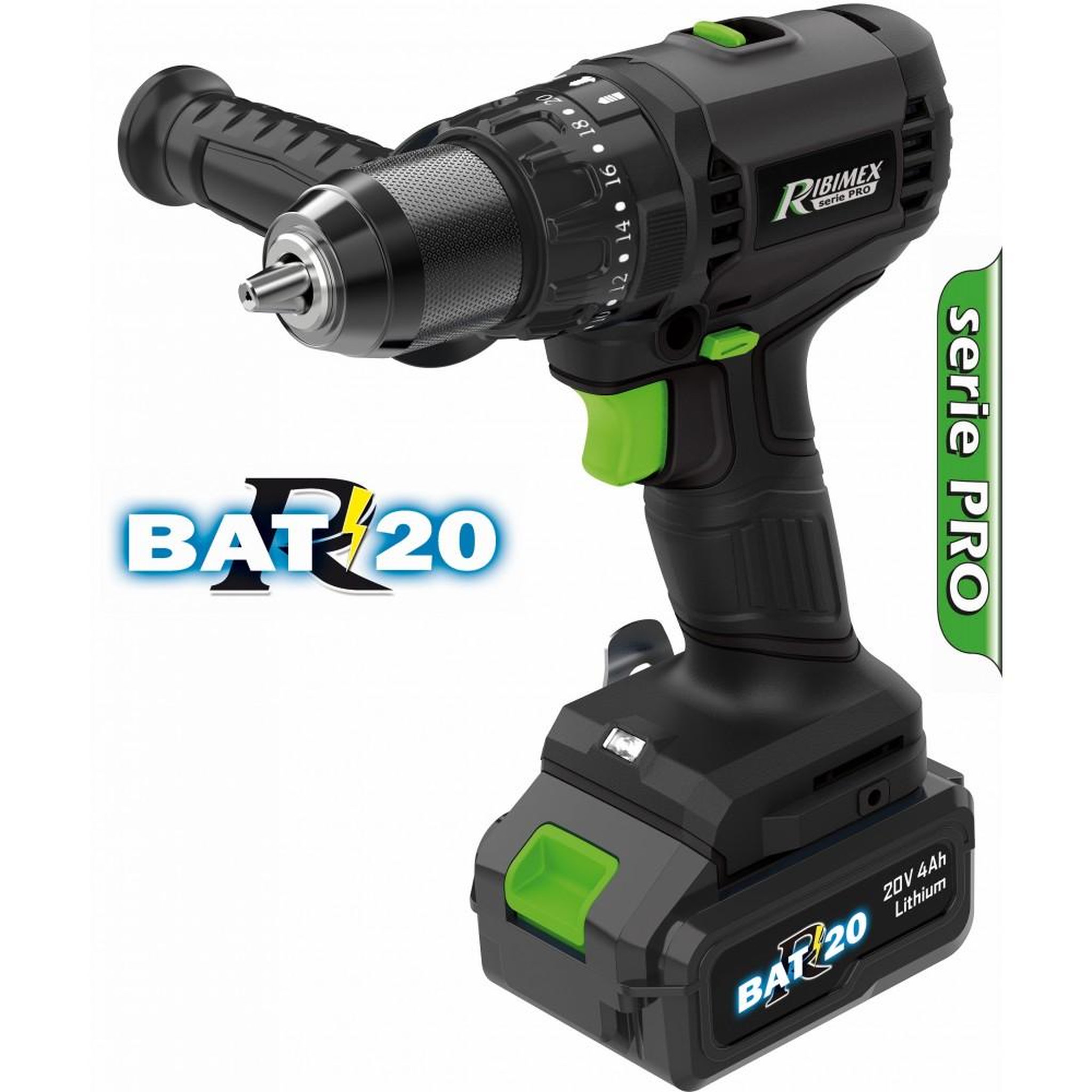Voir la diapositive 2 : Ribimex Perceuse-visseuse sans fil 20v + batterie - prbat20/pro4