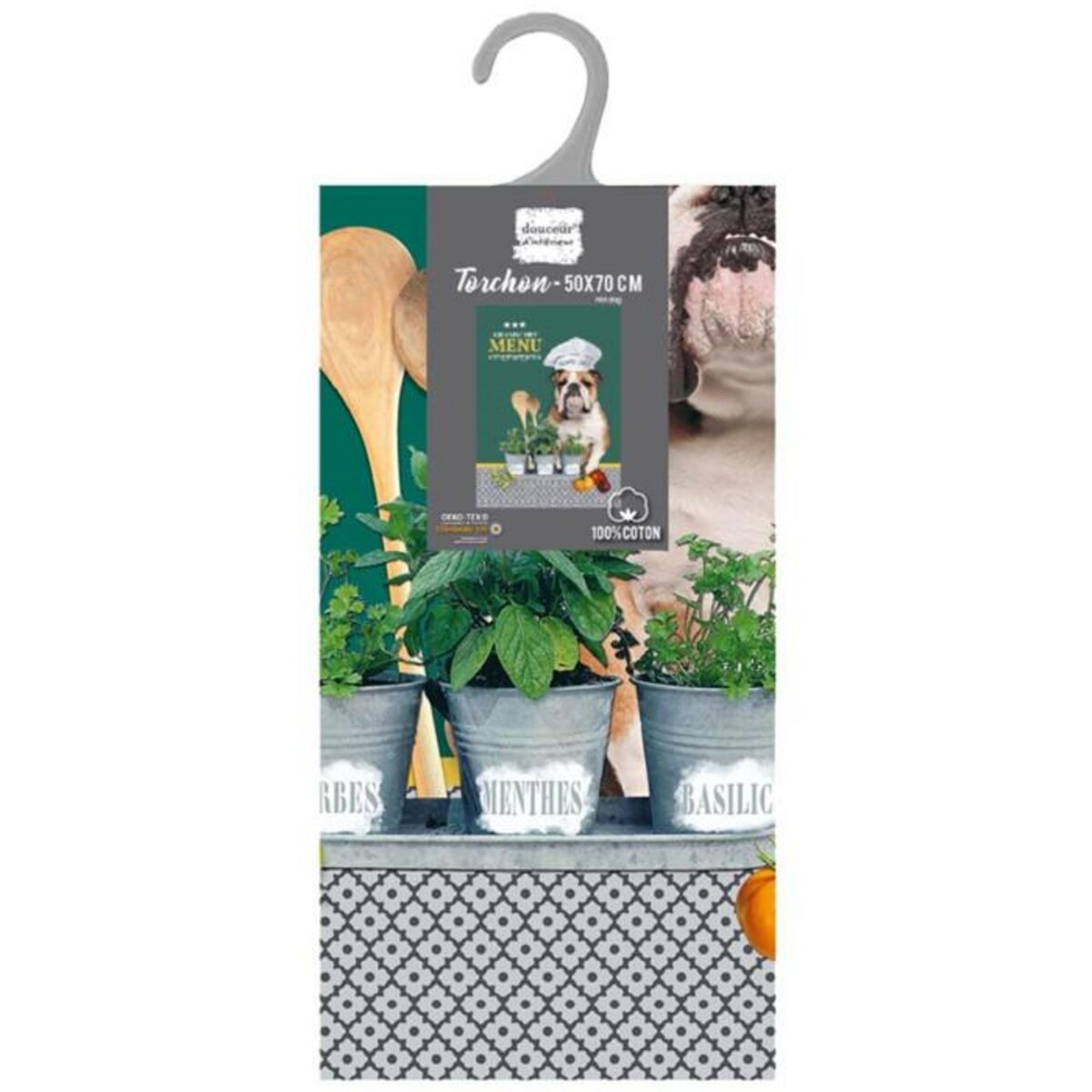 Paris Prix Torchon de Cuisine Imprimé  Hot Dog  50x70cm Bleu