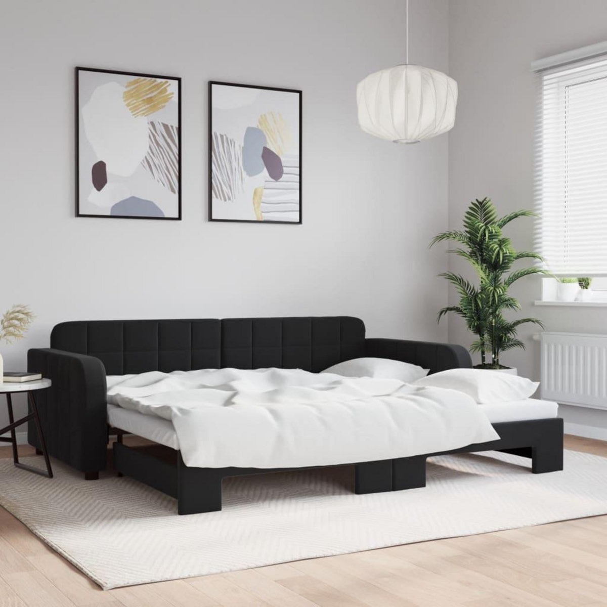VIDAXL Lit de jour avec gigogne sans matelas noir 90x200 cm