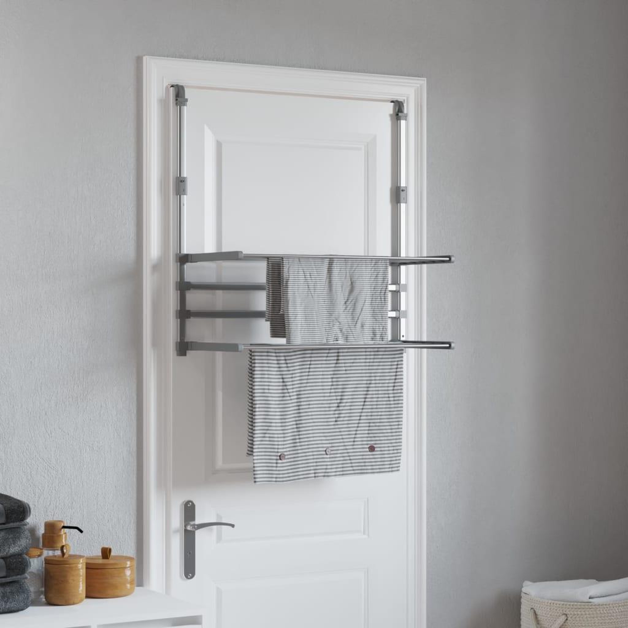 VIDAXL Sechoir a linge pour balcon 89x25x(60-95) cm aluminium