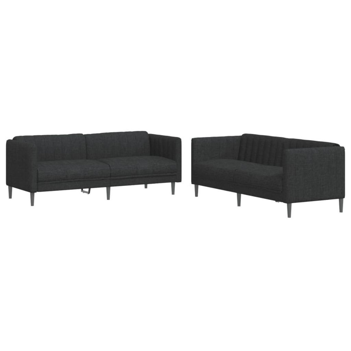 VIDAXL Ensemble de canapes 2 pcs noir tissu