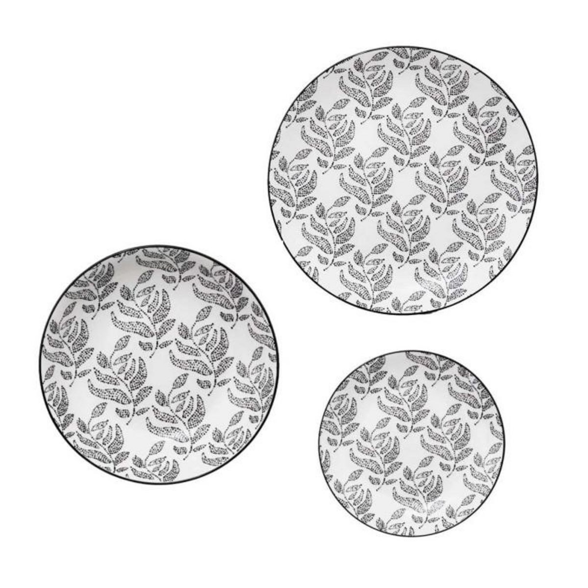 SECRET DE GOURMET Service de Table 18 Pièces  Eva  27cm Blanc & Noir