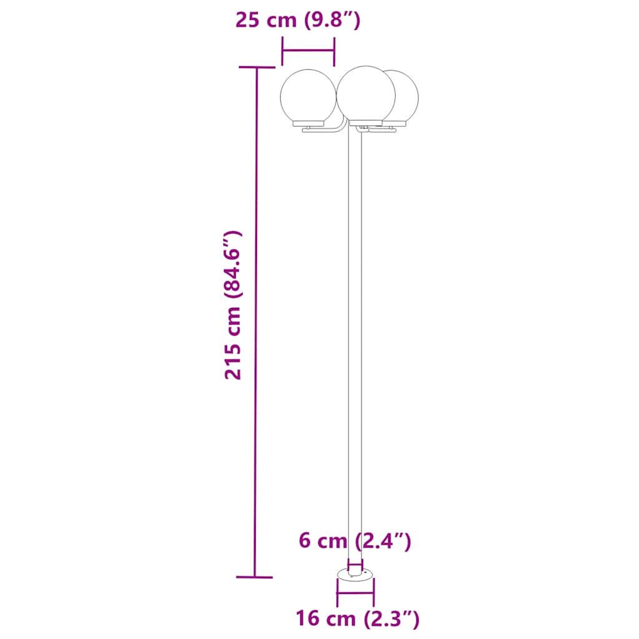 Voir la diapositive 6 : VIDAXL Lampadaires d'exterieur 2 pcs argente 215 cm acier inoxydable